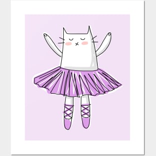 Purple Ballerina Cat Posters and Art